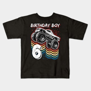 Birthday Boy 6 Monster Truck 6Th Birthday Kids T-Shirt